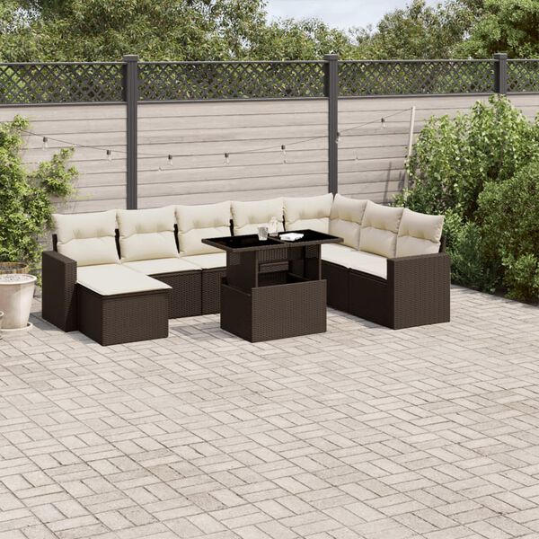 vidaXL Garden Sofa Set Brown PE Rattan Large Modular Garden Sofa Set