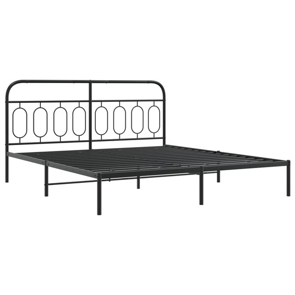 vidaXL Bed Frame Black Steel 63 x 79 in Bed Frame Rectangular Modern