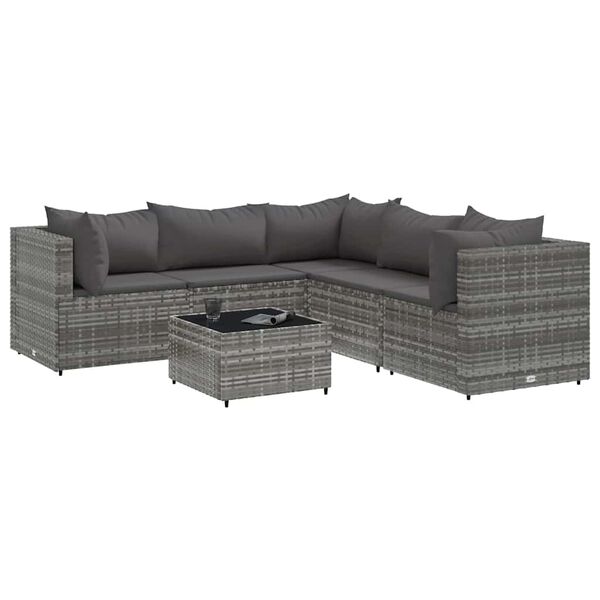 vidaXL Patio Lounge Set Gray PE Rattan Medium Modular