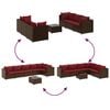 vidaXL Patio Lounge Set Brown Rattan, Cinnamon Red Cushions