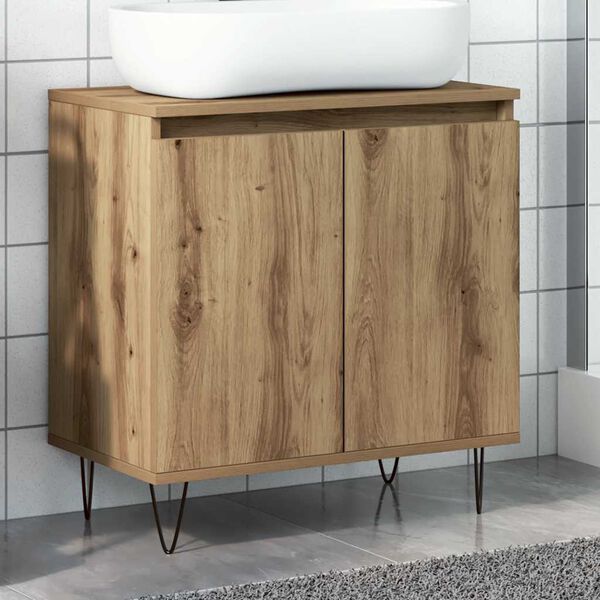 vidaXL Bathroom Cabinet Artisan oak Engineered wood, Iron Medium