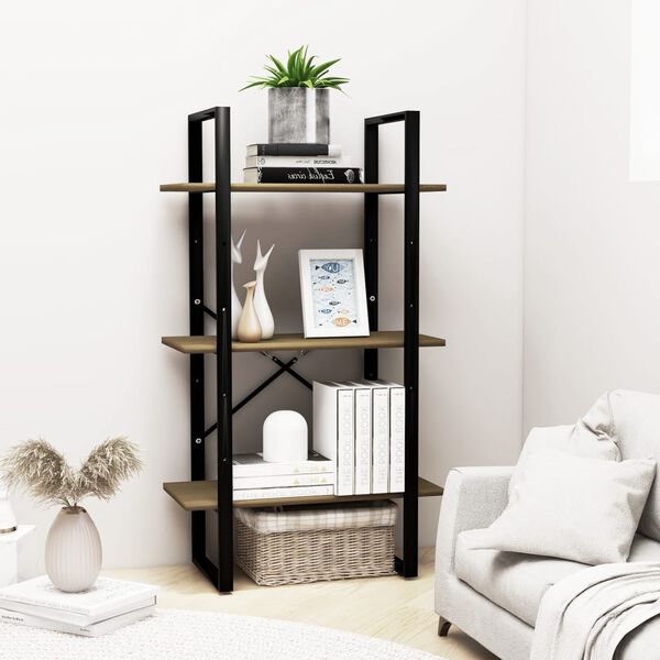 vidaXL Storage Shelf Natural wood and black Solid pine wood and metal