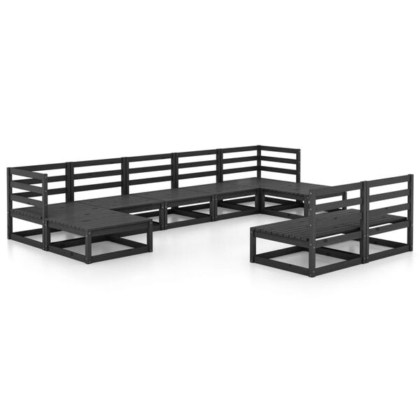 vidaXL Garden Lounge Set Black Solid pine wood Large Modular