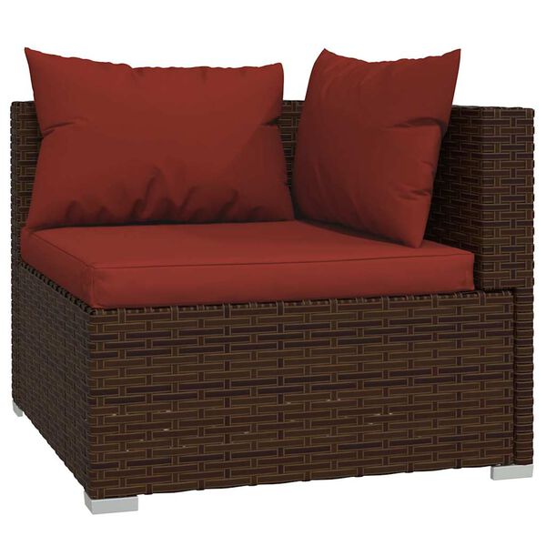 vidaXL Garden Lounge Set Brown PE rattan, powder-coated steel, plastic