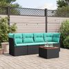 vidaXL 5 Piece Patio Sofa Set with Cushions Black Poly Rattan