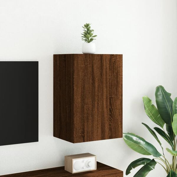 vidaXL TV Wall Cabinet Brown Oak Engineered Wood 15.9 x 11.8 x 23.6 in