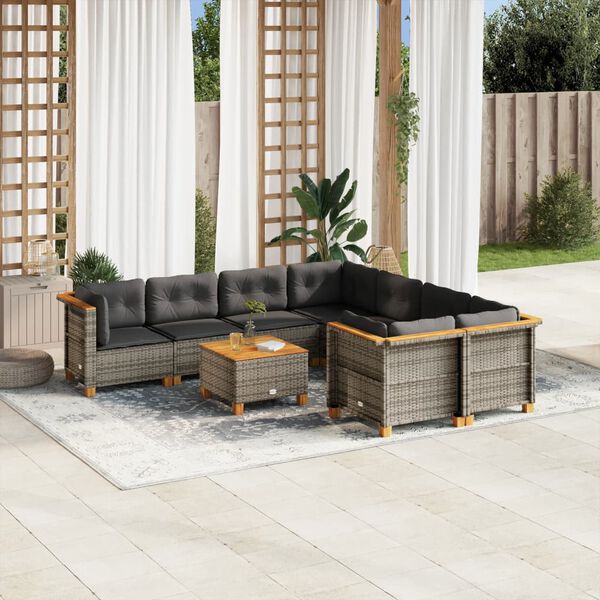 vidaXL Garden Sofa Set Grey PE rattan Large Modular Garden Sofa Set