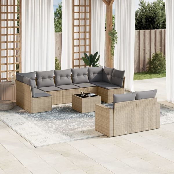 vidaXL Garden Sofa Set Beige and Light Grey
