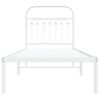 vidaXL Bed Frame White Steel Twin Bed Frame Rectangular Traditional