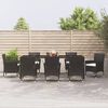 vidaXL 9 Piece Patio Dining Set with Cushions Black Poly Rattan