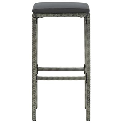 vidaXL Bar Stools with Cushions 3 pcs Gray Poly Rattan