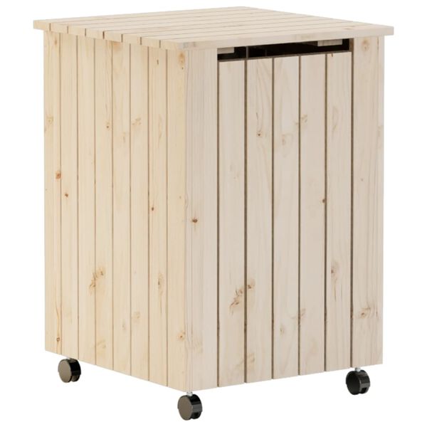 vidaXL Laundry Basket with Wheels "RANA" 17.7x17.7x25.2" Solid Wood Pine