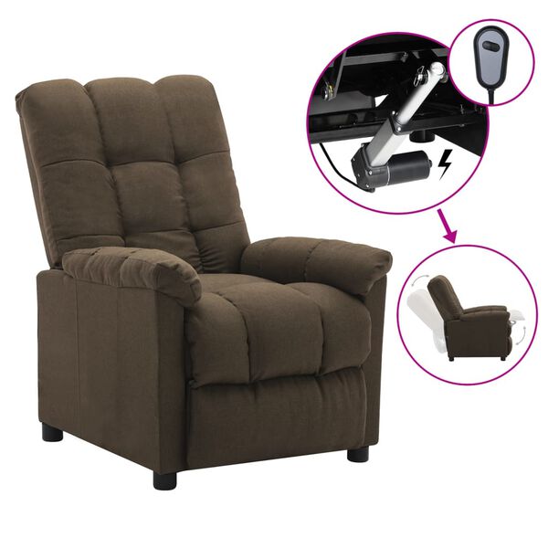 vidaXL Recliner Brown Fabric (100% polyester), plywood, iron Single