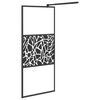 vidaXL Walk-in Shower Wall 31.5"x76.8" ESG Glass with Stone Design Black