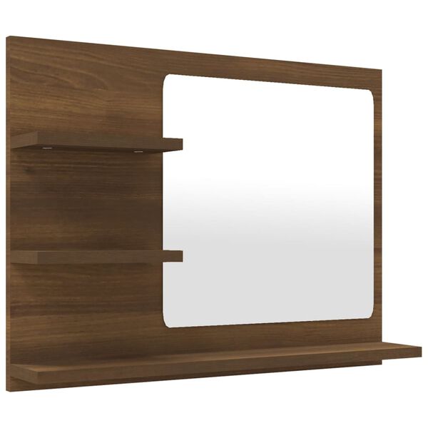 vidaXL Mirror Brown oak Engineered wood, acrylic Medium Bathroom Mirror
