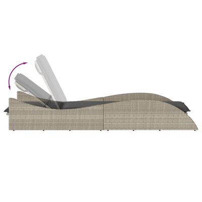 Diagram showing adjustable backrest positions of the lounge with arrows indicating reclining motion.