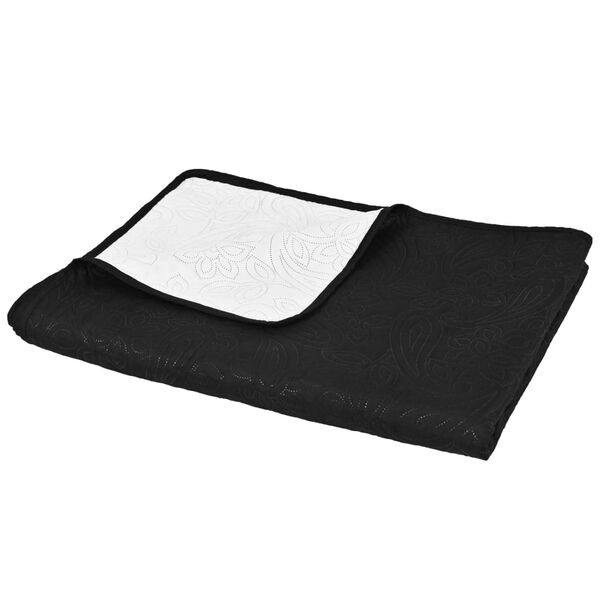 vidaXL Quilt Black and White Polyester Microfiber 67x83 in Reversible