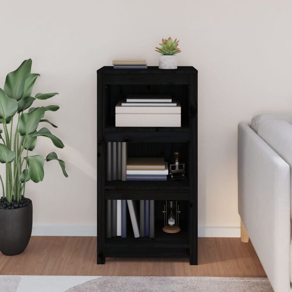 vidaXL Book Cabinet Black Solid pinewood Standard Book Cabinet