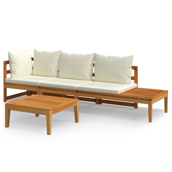 vidaXL Garden Lounge Set Cream White Solid Acacia wood Large Modular