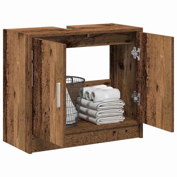 vidaXL Bathroom Cabinet with Storage Old Wood 24.80 x 11.42 x 21.65 in