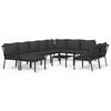 vidaXL Garden Lounge Set Black, Grey Powder-coated steel, Polyester Medium