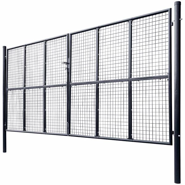 vidaXL Mesh Garden Gate Galvanised Steel 157.5x78.7" Grey