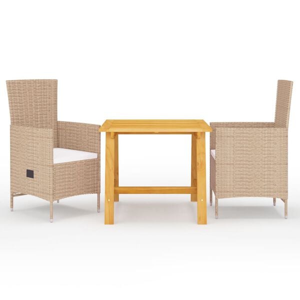 vidaXL Dining Set Beige Solid Acacia Wood Medium Garden Dining Set