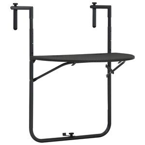 vidaXL Balcony Table Brown Plastic, Steel Medium Foldable