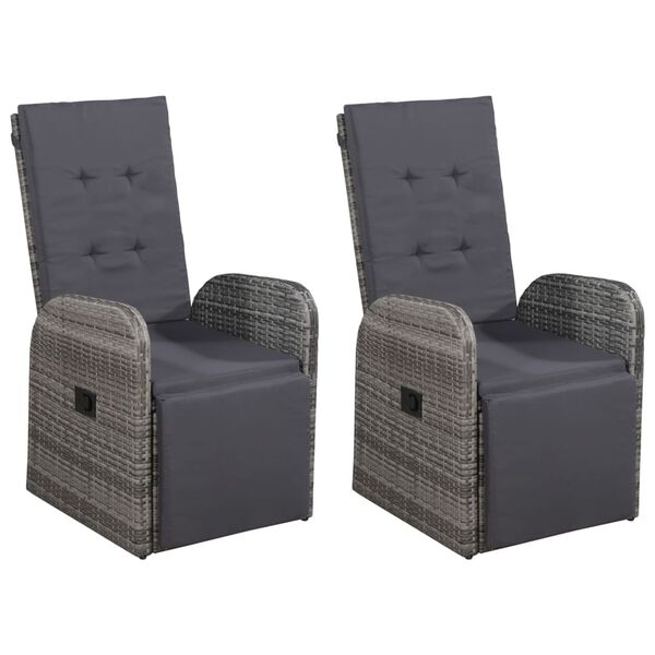 vidaXL 5 Piece Patio Dining Set with Cushions Poly Rattan Gray