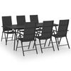 vidaXL 7 Piece Patio Dining Set Black