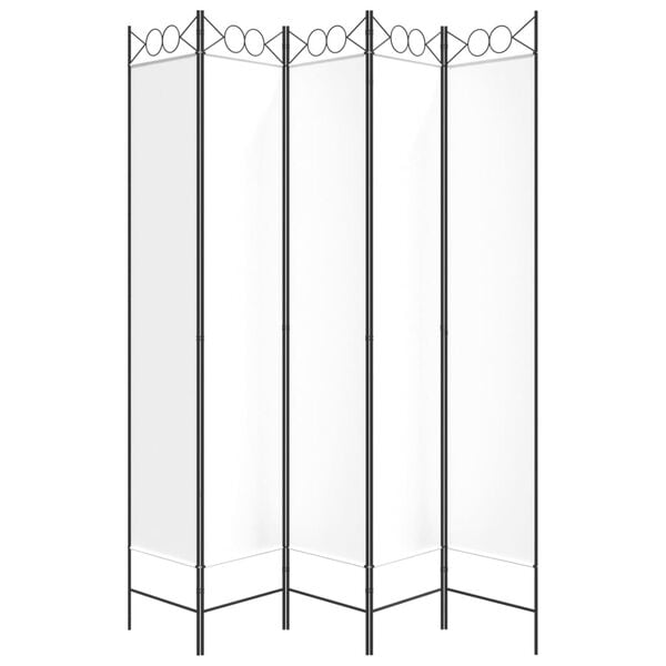 vidaXL 5-Panel Room Divider White 78.7"x86.6" Fabric