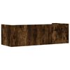vidaXL Wall Shelf Smoked Oak Engineered Wood 39.4 in Wide Wall Shelf