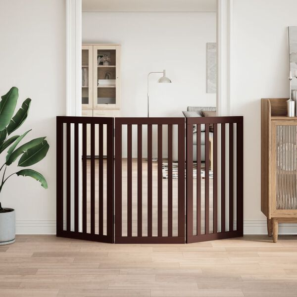 vidaXL Dog Gate Set of 3 Brown Poplar wood with water-based paint