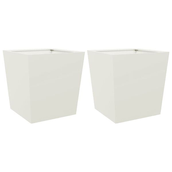 vidaXL Garden Planter Set of 2 White Cold-rolled Steel Large Durable