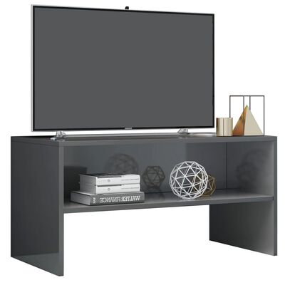vidaXL TV Cabinet High Gloss Gray 31.5"x15.7"x15.7" Engineered Wood