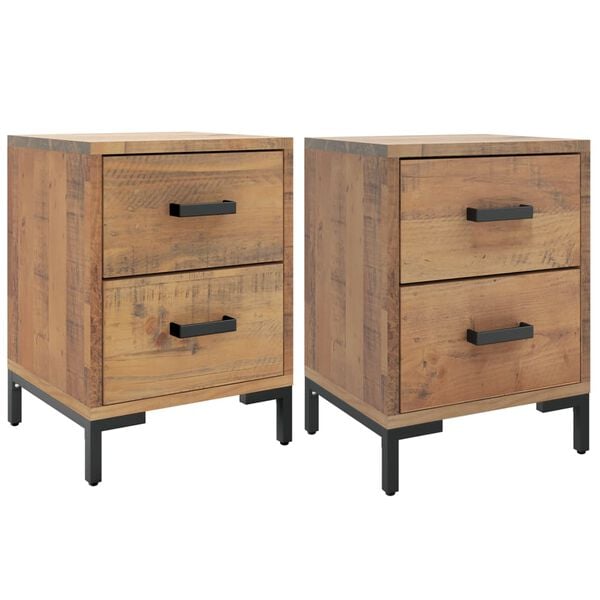 vidaXL Bedside Cabinet Set of 2 Brown