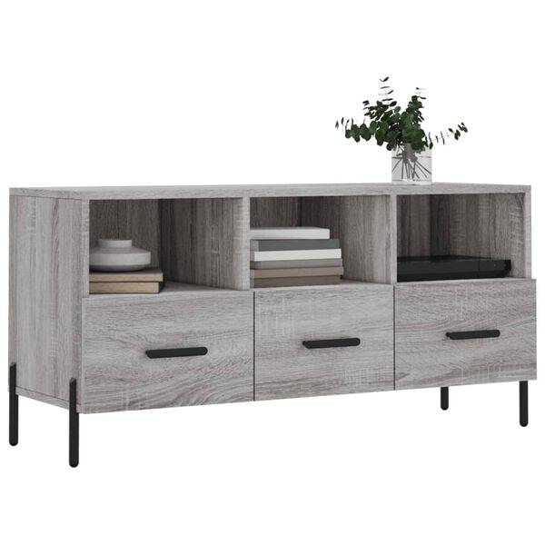 vidaXL TV Cabinet Grey Sonoma Engineered Wood, Iron Medium TV Cabinet