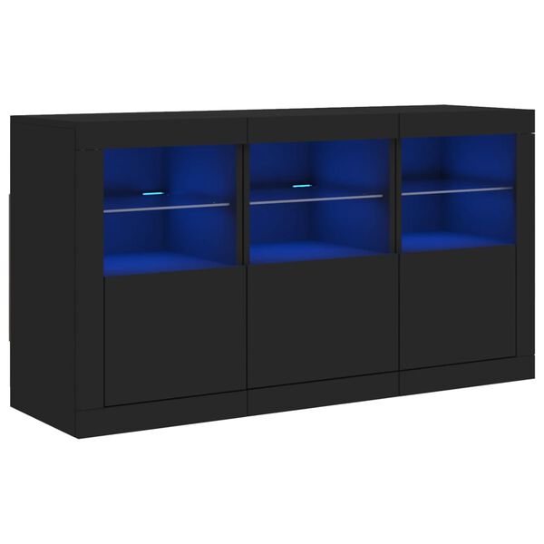 vidaXL Sideboard Black Engineered wood, Glass Medium Sideboard