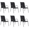 vidaXL Outdoor Chair Set of 6 Black Powder-coated steel and textilene