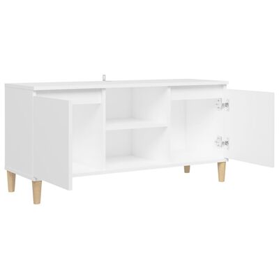 vidaXL TV Stand with Solid Wood Legs White 40.7"x13.8"x19.7"