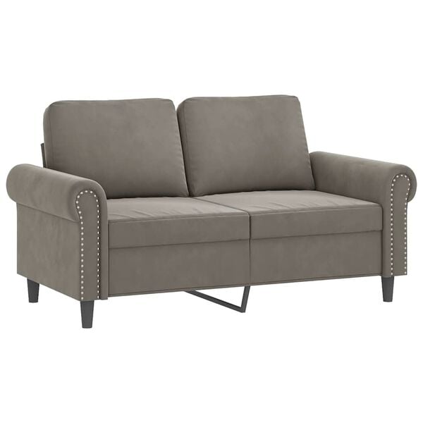 vidaXL 2-Seater Sofa with Pillows&Cushions Light Gray 47.2" Velvet