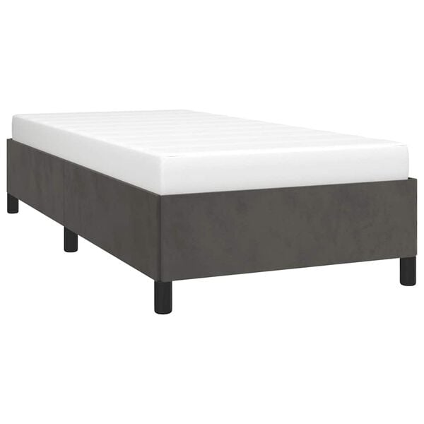vidaXL Bed Frame Dark gray Velvet (100% polyester), plywood, engineered wood