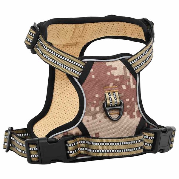 vidaXL Dog Harness Camouflage brown Polyester M Adjustable Armrests