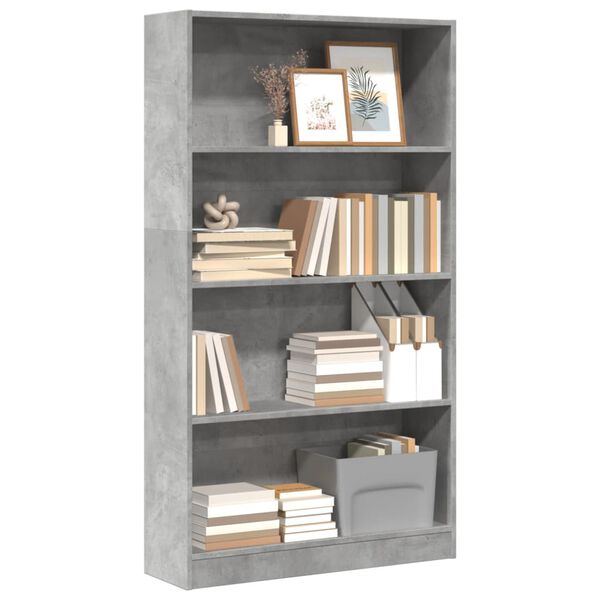 vidaXL Bookcase Concrete Grey Engineered Wood Medium Rectangular