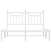 vidaXL Bed Frame White Powder-Coated Steel Double Bed Frame
