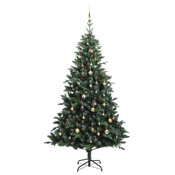 vidaXL Artificial Hinged Christmas Tree 300 LEDs & Ball Set 70.9"