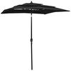 vidaXL Parasol Black Polyester 6.6 x 6.6 ft Foldable Parasol Square