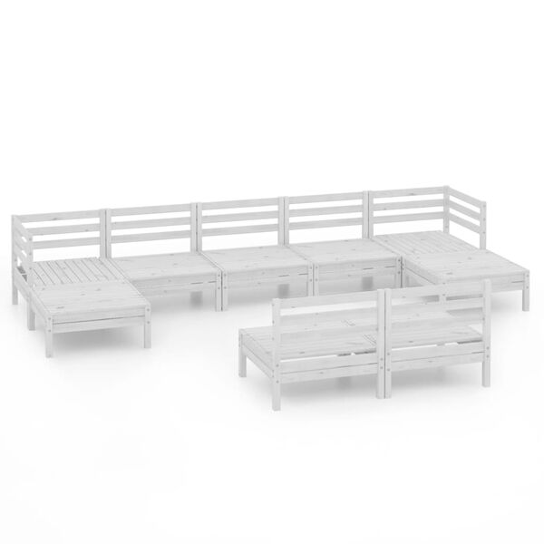 vidaXL Garden Lounge Set White Solid pinewood Large Modular