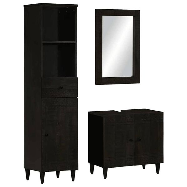 vidaXL Bathroom Furniture Set Black, Light Grey