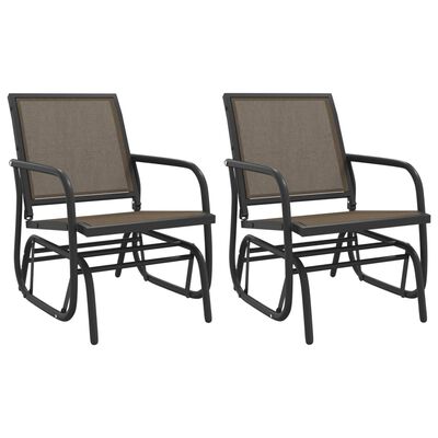vidaXL Garden Glider Chairs 2 pcs Brown 24"x29.9"x34.3" Textilene&Steel